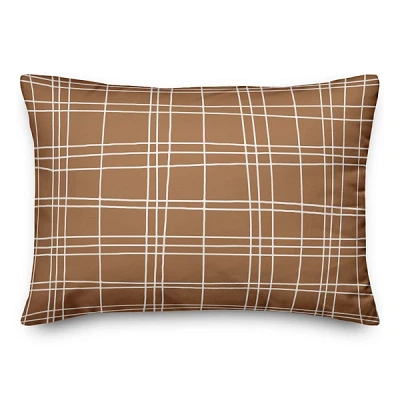 Brown Grid Indoor/Outdoor Lumbar Pillow
