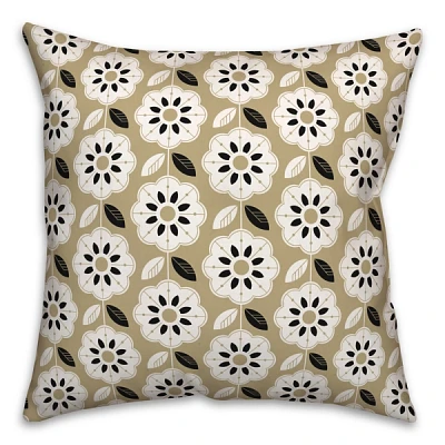 Gold Mod Flowers Indoor/Outdoor Pillow