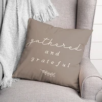 Gray Gathered & Grateful Indoor/Outdoor Pillow