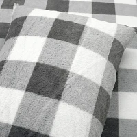 Gray Plaid Faux Fur 3-pc. King Comforter Set