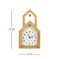 Natural Wood Church Tabletop Clock