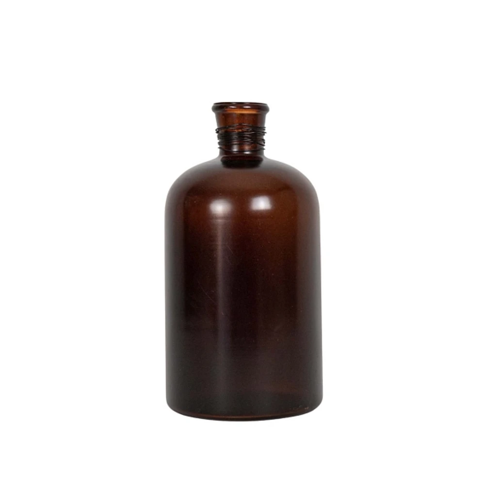 Amber Glass Wrapped Neck Bottle Vase