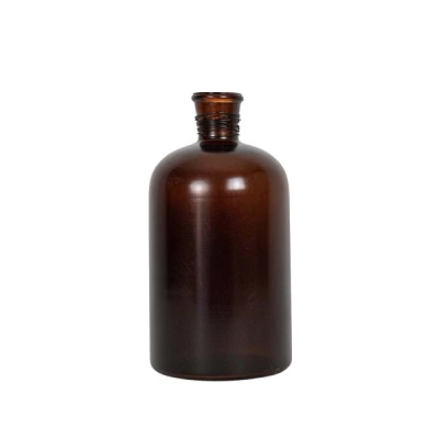 Amber Glass Wrapped Neck Bottle Vase