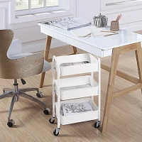 White Metal 3-Tier Organizer Storage Cart