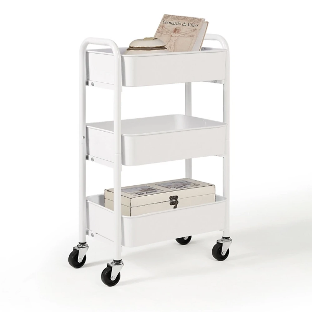 White Metal 3-Tier Organizer Storage Cart