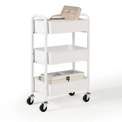 White Metal 3-Tier Organizer Storage Cart