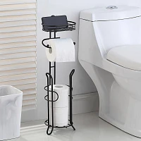 Black Toilet Paper Storage Stand with Basket