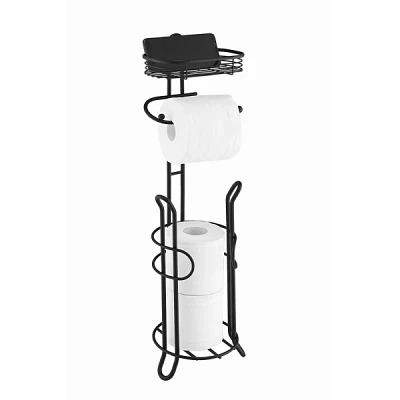 Black Toilet Paper Storage Stand with Basket
