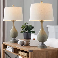 Gray Teardrop Table Lamps, Set of 2