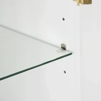 White & Gold Glass Door Storage Cabinet