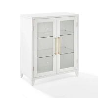 White & Gold Glass Door Storage Cabinet