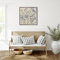 Indigo Floral Sketch II Framed Canvas Art Print