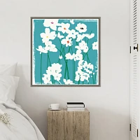 Turquoise Flowers Framed Canvas Art Print