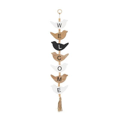 Welcome Bird Shaped Wood Wall Sign