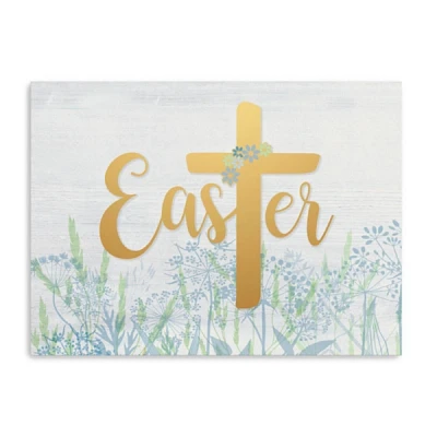 Easter Cross Wildflower Canvas Art Print
