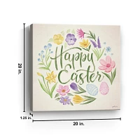 Happy Easter Floral Egg Wreath Canvas Art Print