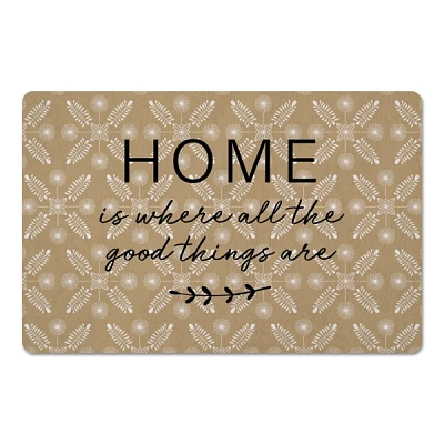 Home is Where Good Things Are Gold Kitchen Mat