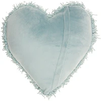 Celadon Shaggy Heart Shaped Pillow