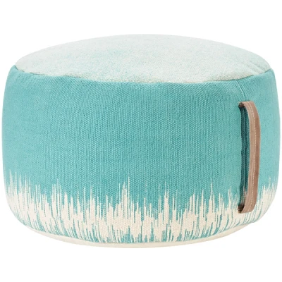 Turquoise Jagged Linear Pouf with Handle