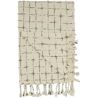 Natural Woven Grid Throw