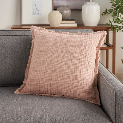 Blush Muslin Throw Pillow Cover