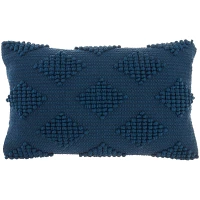 Navy Blue Woven Diamonds Lumbar Pillow