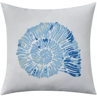 Blue Spiral Seashell Throw Pillow