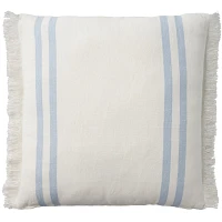 Blue Striped Linen Throw Pillow