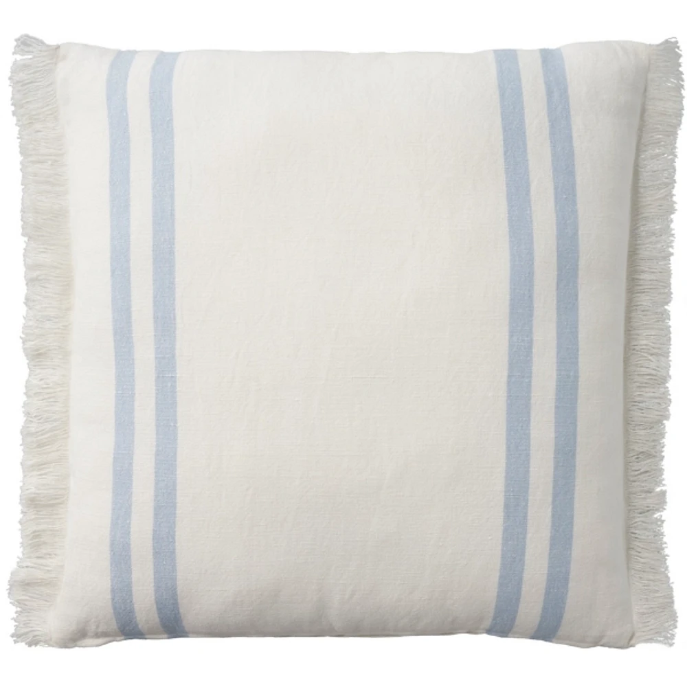 Blue Striped Linen Throw Pillow
