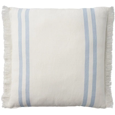 Blue Striped Linen Throw Pillow