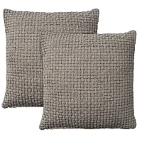 Gray Waffle Knit Chenille Throw Pillows, Set of 2