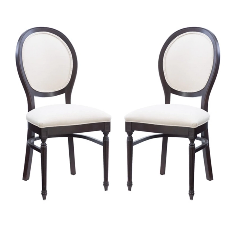 Brown Upholstered Oval Dining Chairs, Set of 2