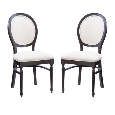 Brown Upholstered Oval Dining Chairs, Set of 2