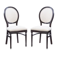 Brown Upholstered Oval Dining Chairs, Set of 2