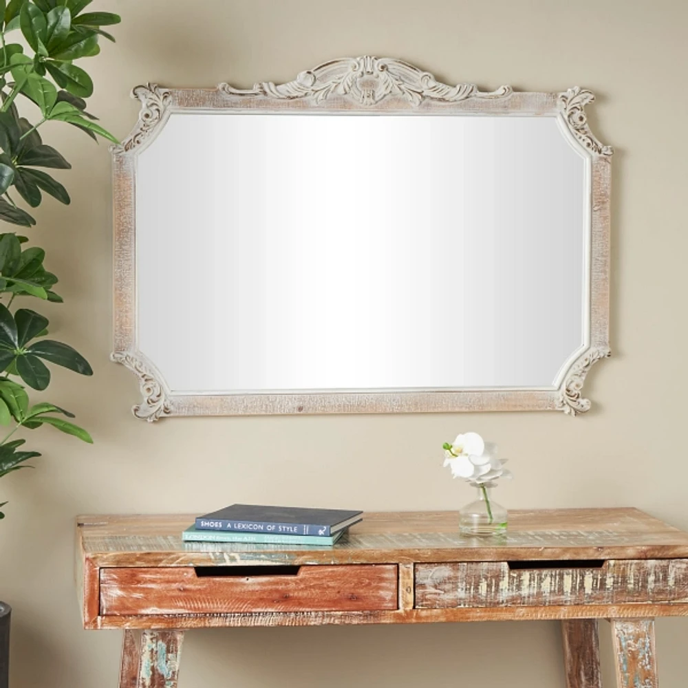 Cream Curved Corners Scroll Wall Mirror