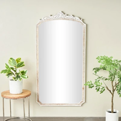 Tall Cream Scroll Wood Wall Mirror