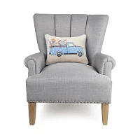 Gingham Truck Embroidered Lumbar Pillow