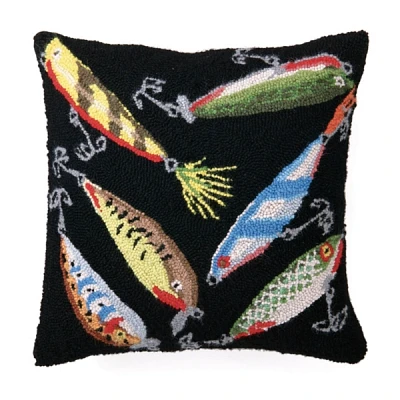 Lures Hooked Wool Pillow