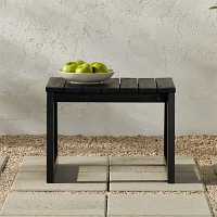 Black Wood Slatted Box Leg Outdoor Side Table