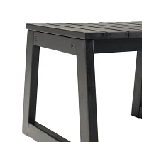 Black Wood Slatted Box Leg Outdoor Side Table