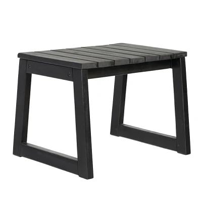 Black Wood Slatted Box Leg Outdoor Side Table