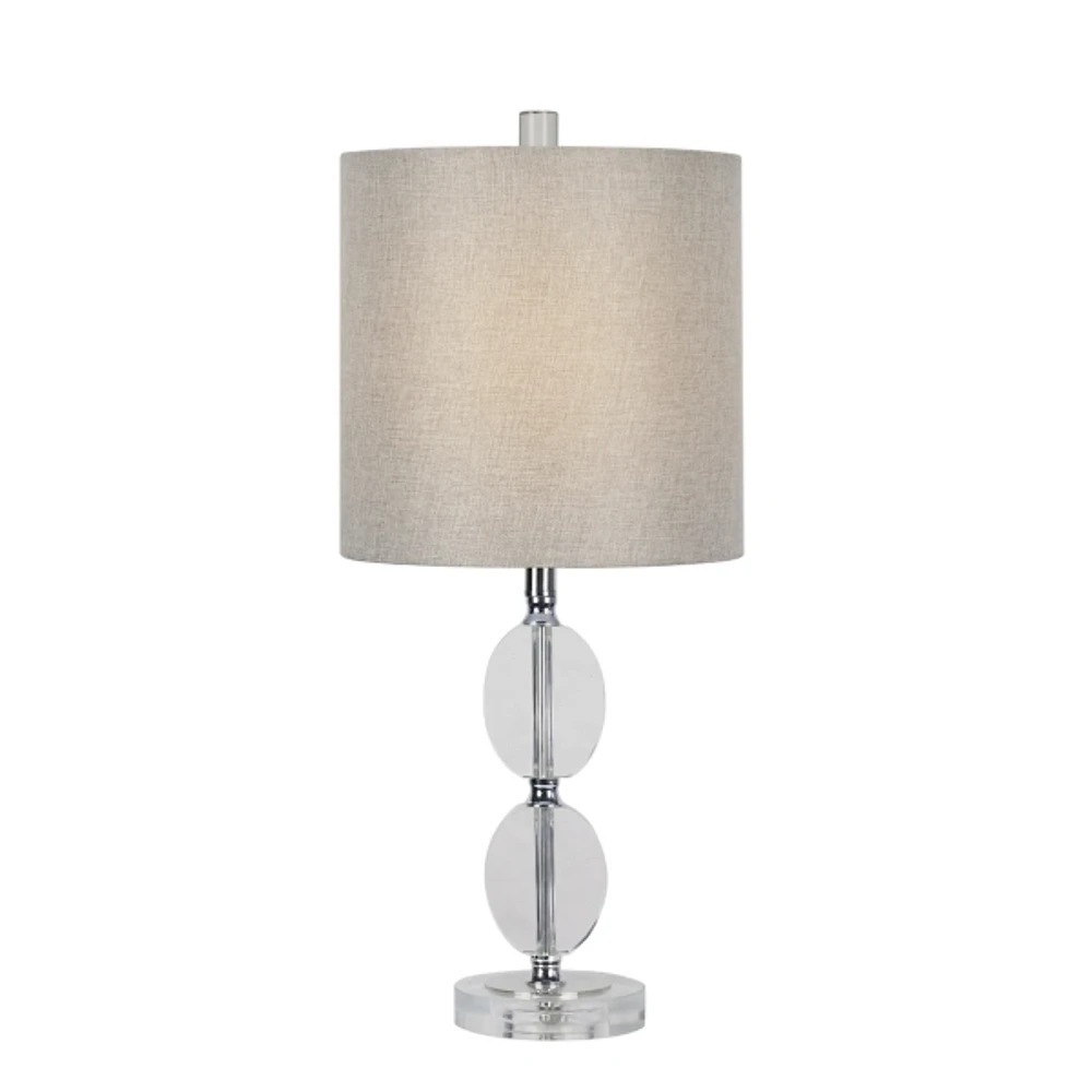 Hourglass Crystal and Silver Metal Table Lamp