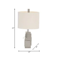 Gray Stacked Blocks Table Lamp