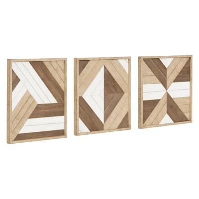 Ballez Geometric Wood Wall Plaques, Set of 3