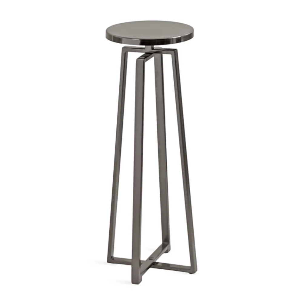 Round Zia Pewter Metal Accent Table