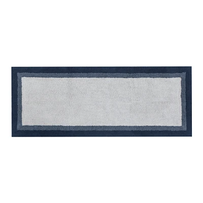 Navy Blue Border Cotton Bath Runner