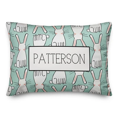 Personalized Mint Easter Bunny Outdoor Pillow
