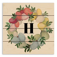 Personalized Monogram Egg Wreath Wood Wall Plaque