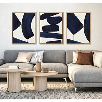 Blue Abstract Framed Canvas Art Prints, Set of 3