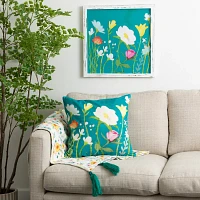 Pink and Teal Floral Canvas Art Prints, Set of 2